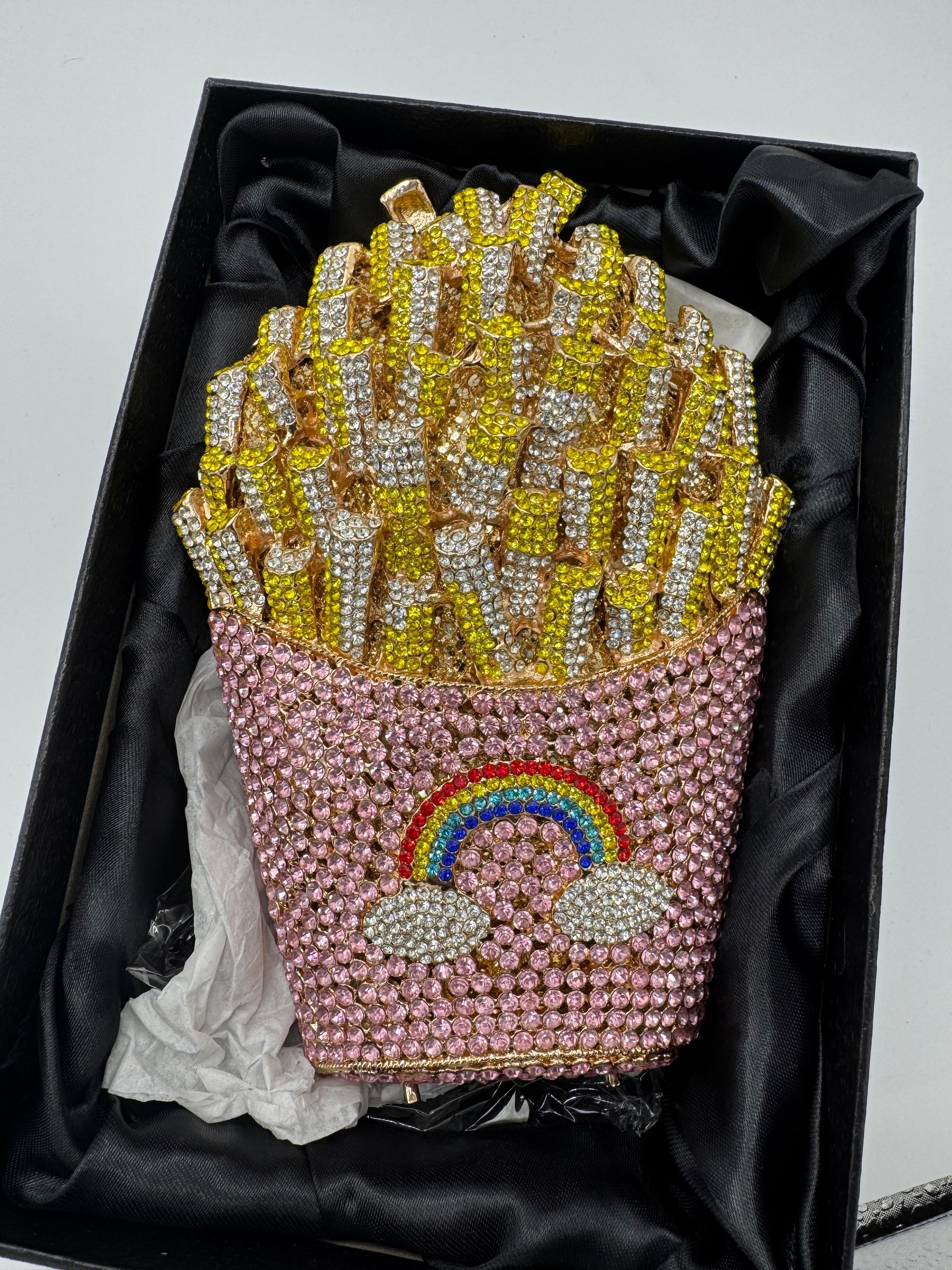 Best Price French Fries Rhinestone Clutch